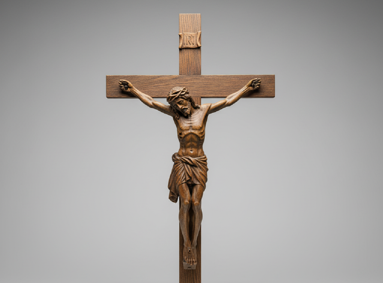 imagem do crucifixo em madeira