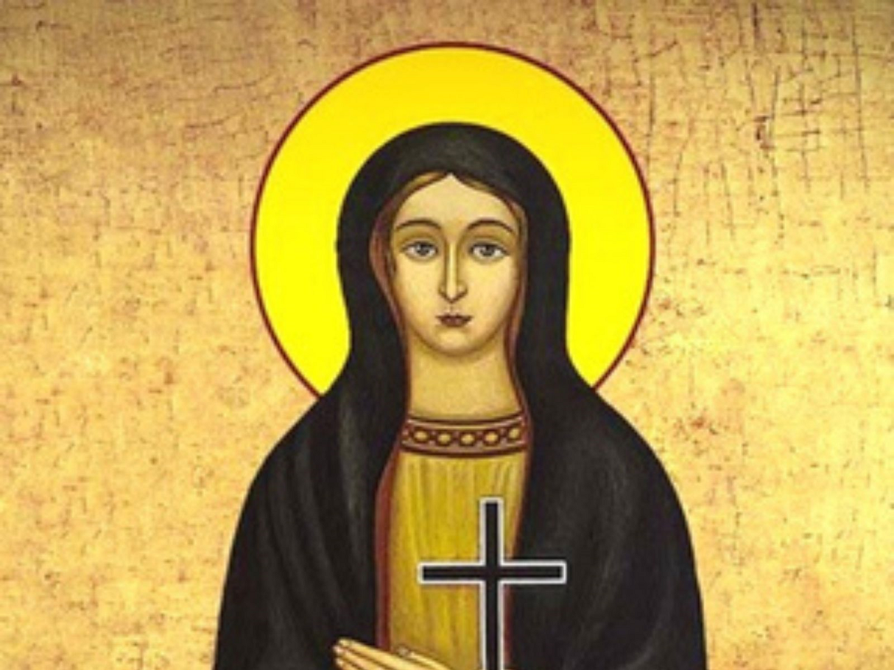 imagem de Santa Pelágia segurando a cruz