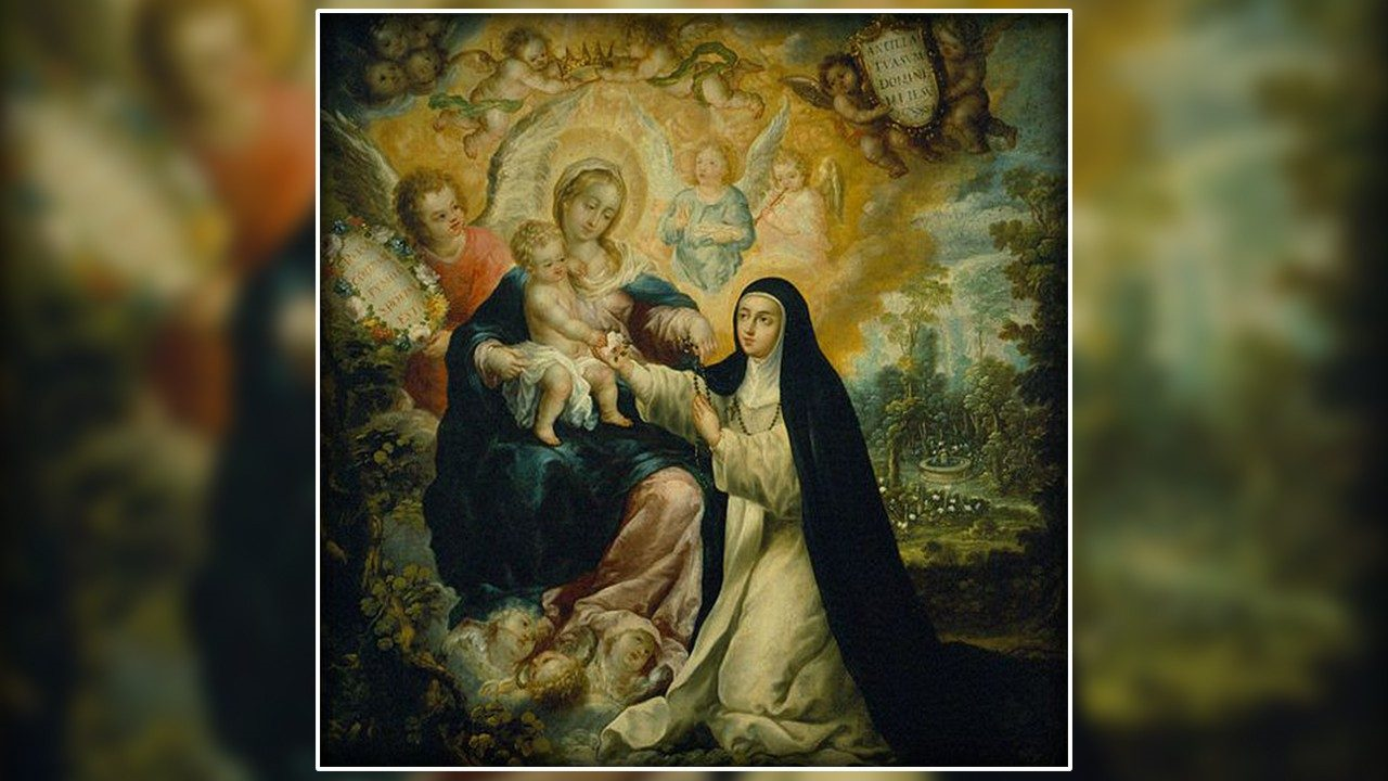 imagem da Santa Rosa de Lima com a Virgem Maria