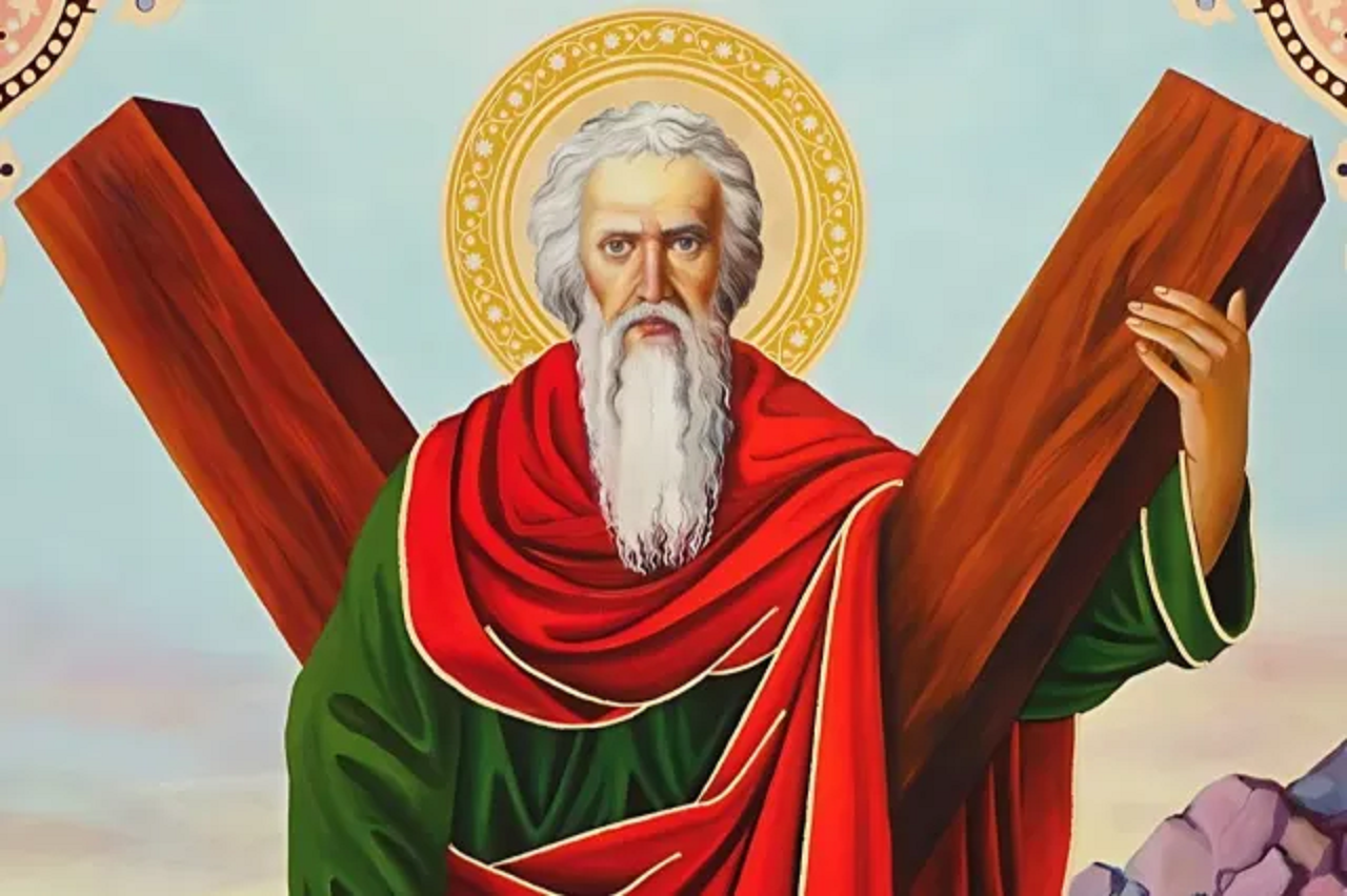 imagem de Santo André e uma cruz em X