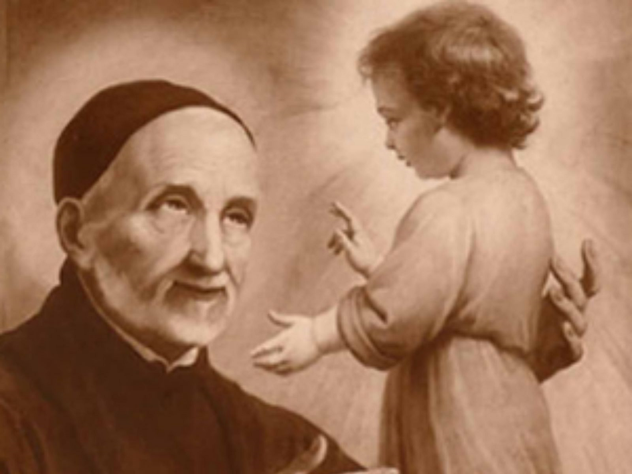 imagem de São Bernardino Realino segurando uma criança em seus braços