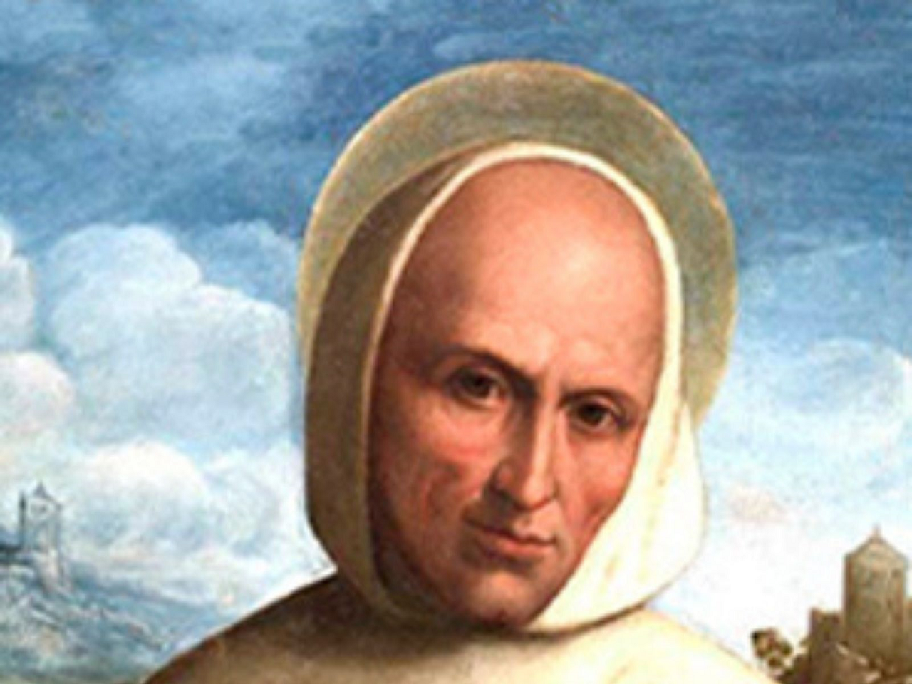 imagem de São Bruno com um capuz branco.