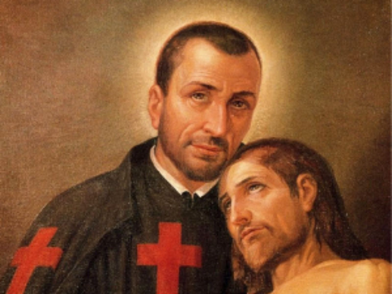 imagem de São Camilo de Léllis com Jesus em seus braços