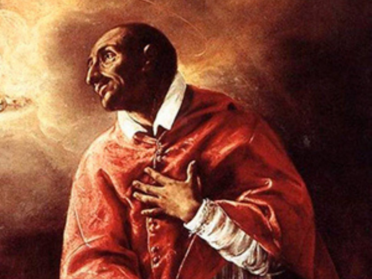 imagem de São Carlos Borromeu com a mão sobre o coração