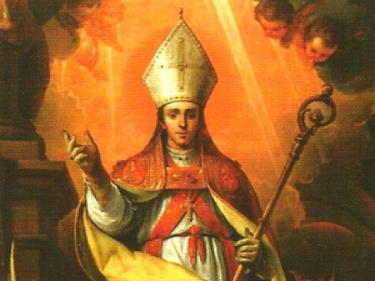 imagem de São Firmino de Amiens com o cajado nas mãos