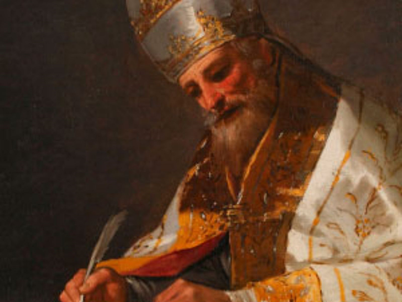 imagem de São Gregório Magno escrevendo com uma pena