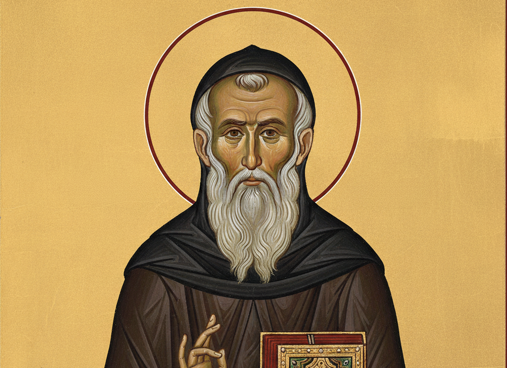 imagem de São Nilo segurando um livro sagrado