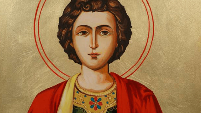 imagem de São Pantaleão com roupas vermelhas