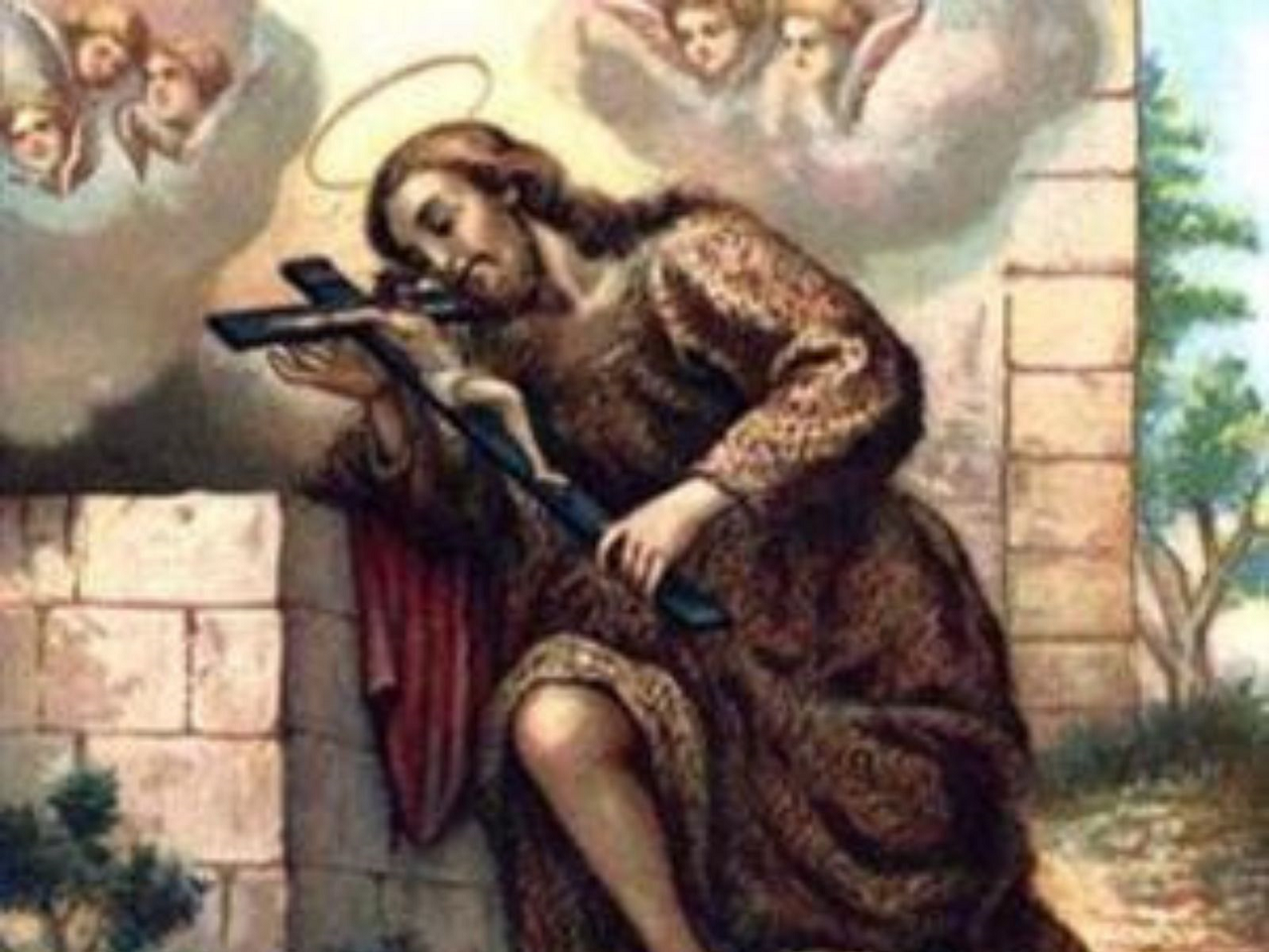 imagem de São Rainério deitado sobre a cruz de Cristo