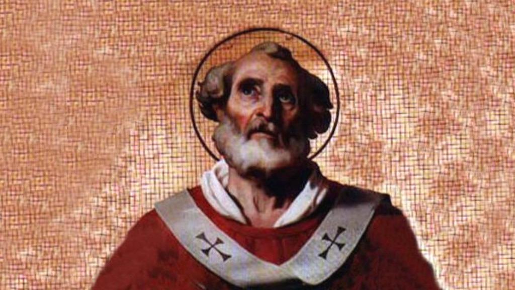 imagem de São Símaco olhando para o céu.